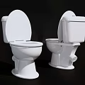 White Toilet With Open Lid Two Units In Different Angles Bathroom Fixture