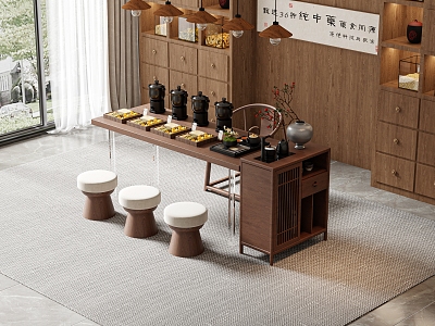 New Chinese Traditional Medicine House Tea Table Chinese Traditional Medicine Tea Room Tea Table Chinese Traditional Medicine Stew Cup Chinese Herbal Medicine Chinese Medicine Cabinet Product Display Cabinet model