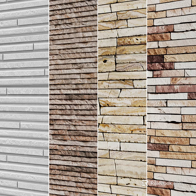 Wall Surface Design With Diverse Stone Brick Textures And Color Options 3d model 