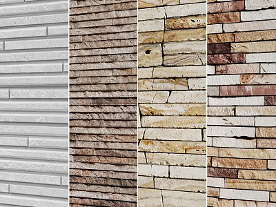 Wall Surface Design With Diverse Stone Brick Textures And Color Options 3d model