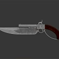 Vintage Pistol Style Combination Weapon With Metal Structure Red Grip And Blade Design