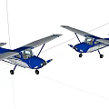 Two Blue And White Passenger Planes Side By Side With Cockpit And Wings 3d model