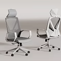 Modern Office Chair With Mesh Back Headrest Armrests And Swivel Wheels