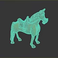 Orange Cartoon Horse Figure With Brown Saddle Black Mane Tail And Hooves On Gray Background