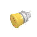 Yellow Emergency Stop Button With Red Arrows And Metal Base