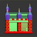 Kids Inflatable Castle with Colorful Slides and Spire Towers for Play Fun