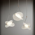 Three Elegant Modern Textured Glass Petal Shaped Pendant Lights Hanging Design