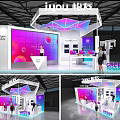 Innovative iuou ltd Exhibition Booth With Green Sharp Branding Large Screen And Colorful Lighting