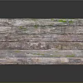 Rustic Weathered Wooden Table With Green Moss Covered Planks And Simple Legs