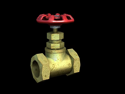 Brass Gate Valve With Red Handle And Industrial Design Features 3d model