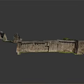 Ancient Fortress Model Featuring Stone Walls And Wooden Roof Details On Reflective Surface