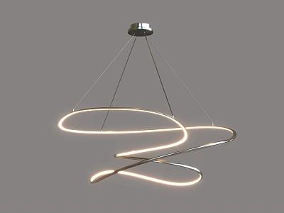 Modern Spiral Illuminated Chandelier With Hanging Metal Frame And Curved LED Light Strips 3d model