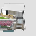 Modern Sales Office Building Exterior Featuring Courtyard Cherry Blossom Tree And Entrance