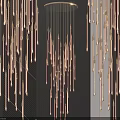 Modern Chandelier Design With Golden Hanging Strips And Lighting Effects For Interior Decoration