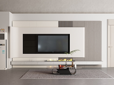 TV wall top door air conditioning glass coffee table TV cabinet 3d model