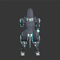 Futuristic Mechanical Unicorn With Blue Glowing Lines And Circular Accents In Rearing Stance