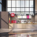 Modern Costa Café Interior With Coffee Life Sign Counter Displayed Food Drinks Large Windows View