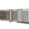 Modern Outdoor Feature Wall Design With Vertical Slats And Central Gate 3d model