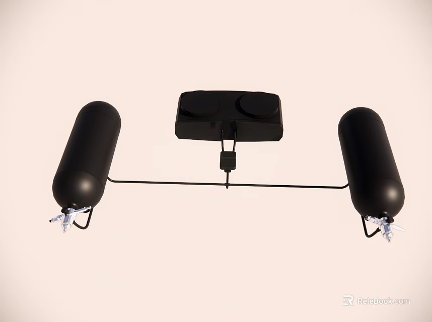 Black Cylindrical Device With Square Center And Mounted Linking Bar Design 3d model 