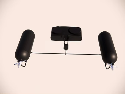 Black Cylindrical Device With Square Center And Mounted Linking Bar Design 3d model
