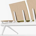 Modern Public Chairs With Green Seats White Metal Frames And Attached Small Table