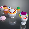 Commercial Dessert Display Equipment Showcasing Colorful Cupcakes And Cream Treats