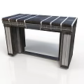 Modern Industrial Style Table With Striped Top And Metal Wood Legs Design