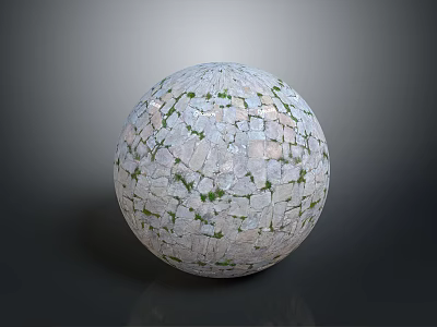 Artistic Decorative Mosaic Sphere With White Fragmented Tiles And Green Accents 3d model