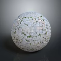 Artistic Decorative Mosaic Sphere With White Fragmented Tiles And Green Accents