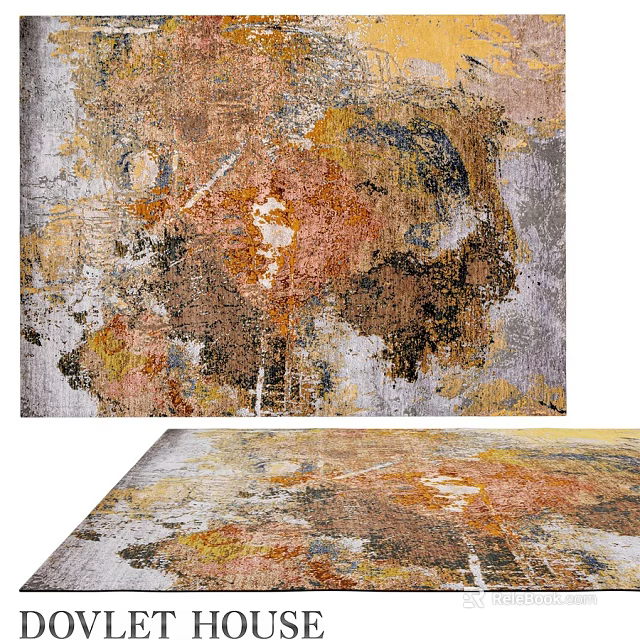 Abstract Colorful Square Rug With Brown Yellow Orange Gray Tones And Textured Design 3d model 