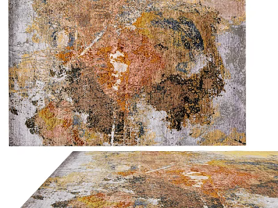 Abstract Colorful Square Rug With Brown Yellow Orange Gray Tones And Textured Design 3d model