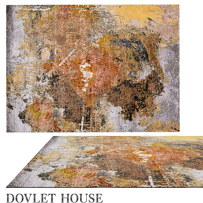 Abstract Colorful Square Rug With Brown Yellow Orange Gray Tones And Textured Design 3d model