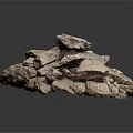 Large Natural Brown Stone Stacked Pile With Rough Surface Texture 3d model