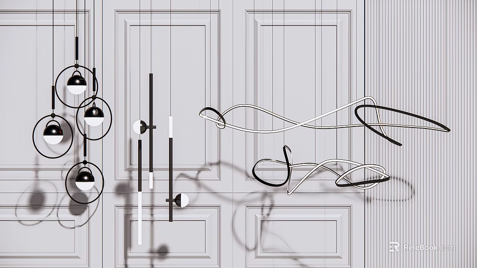 Modern Pendant Lights With Curved Lines And Geometric Shapes For Contemporary Interior 3d model 