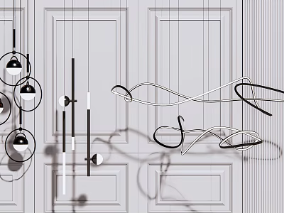 Modern Pendant Lights With Curved Lines And Geometric Shapes For Contemporary Interior 3d model