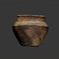 Ancient Clay Pottery Sculpture With Carved Patterns And Cracked Surface 3d model