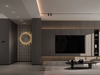 Modern TV Wall Design In Living Room With Lighting 3d model