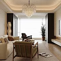 Stylish Living Room Interior With Beige Sofa Decorative Pillows Wall Painting Green Chair And Potted Plant