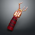 Character S Biological Mechanical Claw Glove With Red Copper Golden Accents And Black Stripes
