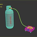Household LPG Cylinder with Green Hose Connected to Portable Gas Stove