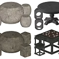 Stone Table Chair Stone Table 3d model