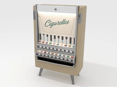 Beige Commercial Cigarette Vending Machine With Multiple Columns And Metal Stands 3d model