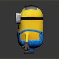Minion Character Standing With Yellow Body Black Goggles Blue Overalls And Black Gloves