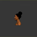Woman Bust With Black Bun Hairstyle Orange Skin Tone Against Dark Background Showing Reflection