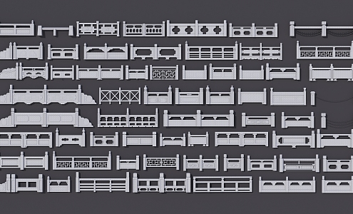 Chinese Railing Stone Railing Bridge Railing River Railing Chain Railing 3d model