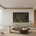 Modern Living And Dining Room Interior With Beige Sofa Wooden Panel And Large Window