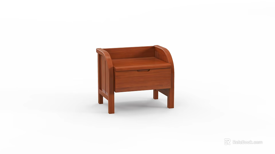 Classic Wooden Bedside Table With Single Drawer And Sturdy Legs Design 3d model