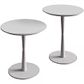 Two Modern Round Coffee Tables With White Base And Smooth Marble Top 3d model