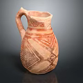 Ancient Handmade Clay Jug With Geometric Patterns And Decorative Handle 3d model