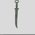 Ancient Bronze Dagger with Ringed Handle and Slender Blade Showcasing Historical Weapon Design